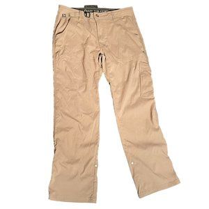 PrAna Zion Cargo Pants Stretch Nylon Roll Up Outdoor Hiking Khaki Men's 33x30